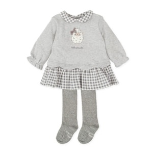 VESTIDO CON LEOTARDOS GRIS - Gris