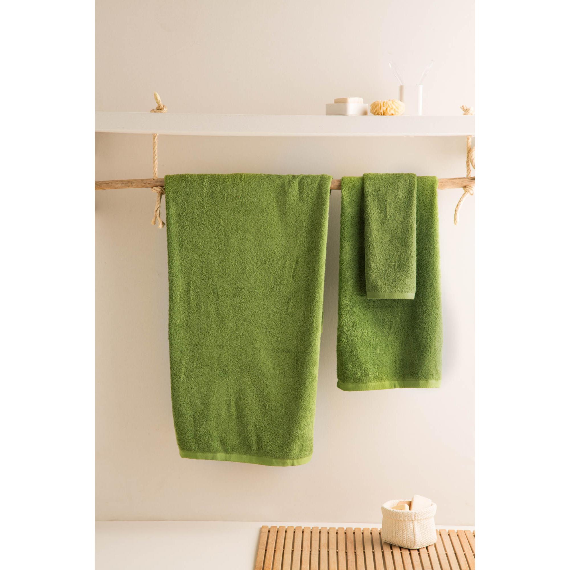 Set de 3 serviettes en coton 550 gr/m2 couleur Vert