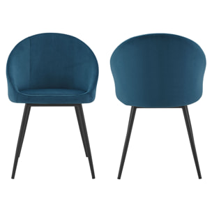 Lot de 2 chaises vintage DIANE velours bleu