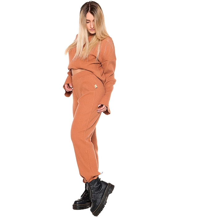 Pantalone palazzo da donna invernale in costina "Relaxed"