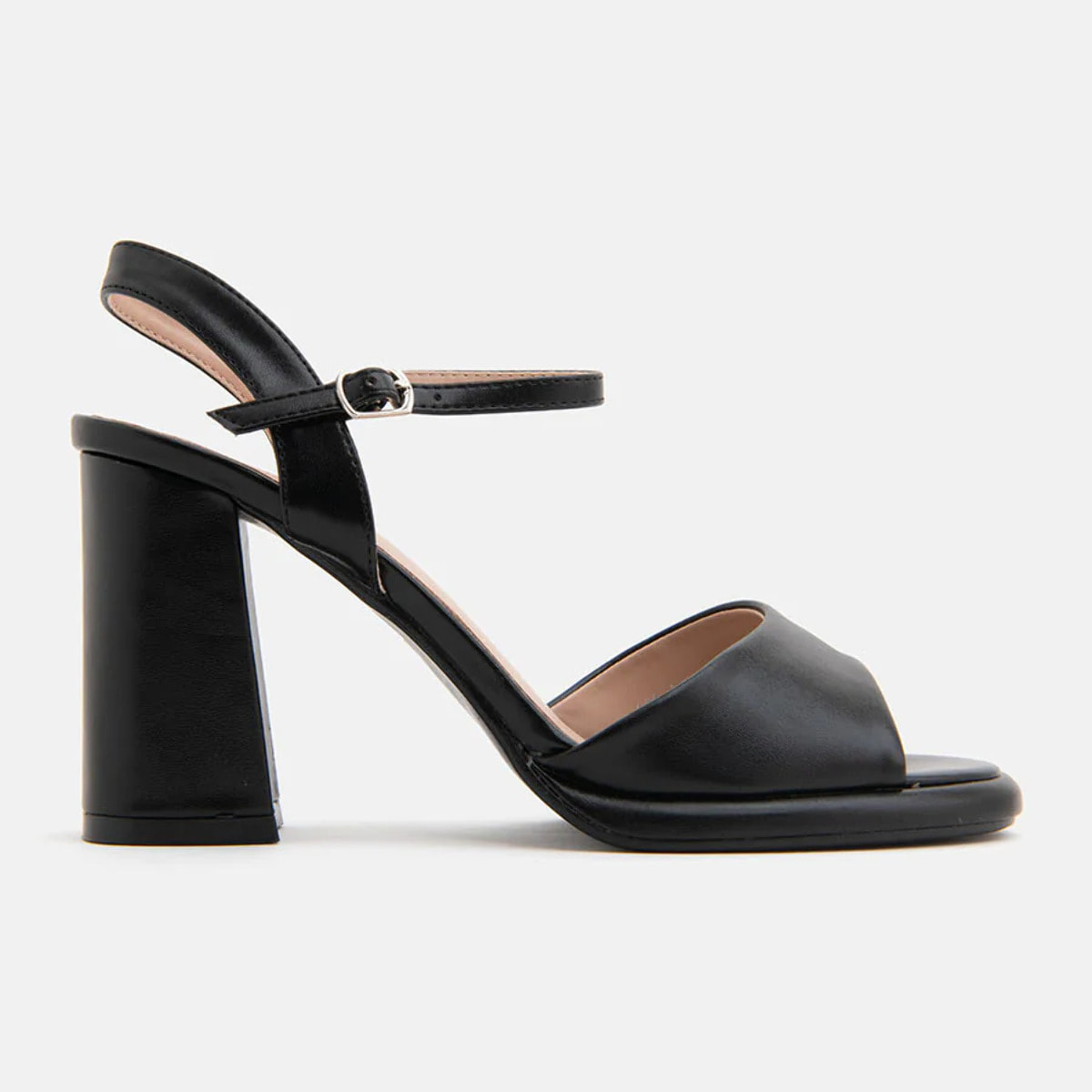 Sandalo con tacco largo 12 cm e fascia larga - NERO