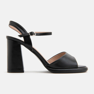 Sandalo con tacco largo 12 cm e fascia larga - NERO