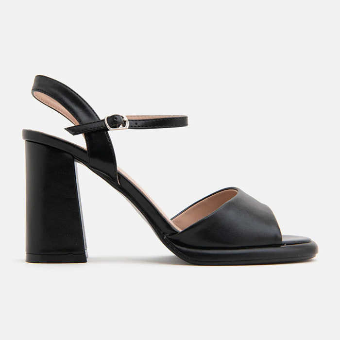 Sandalo con tacco largo 12 cm e fascia larga - NERO