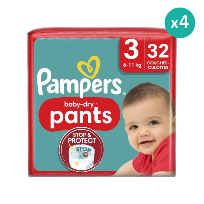 4x32 Couches-Culottes Baby Dry Taille 3, Pampers