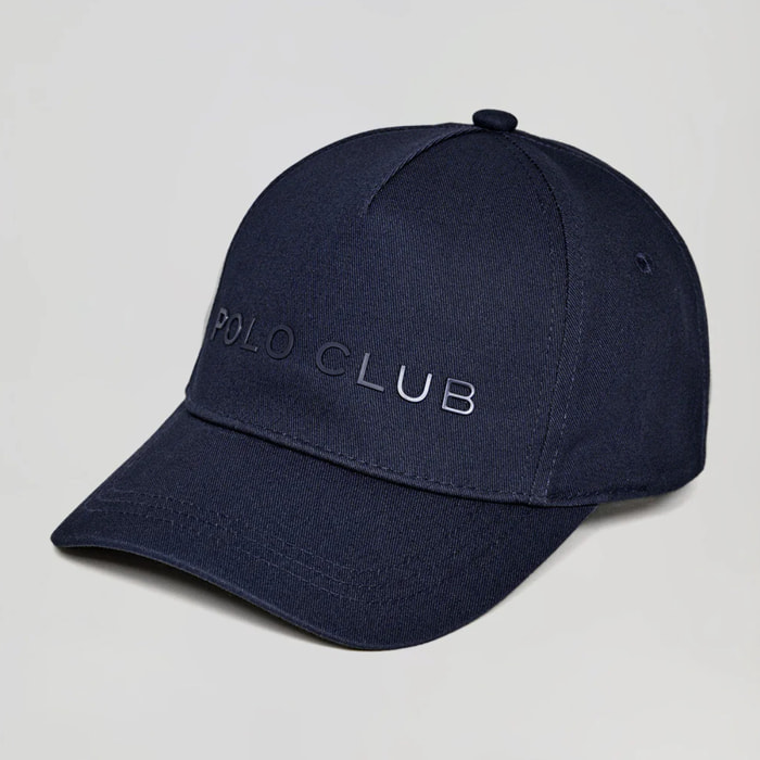Cappellino blu marino con logo in gomma e print Polo Club