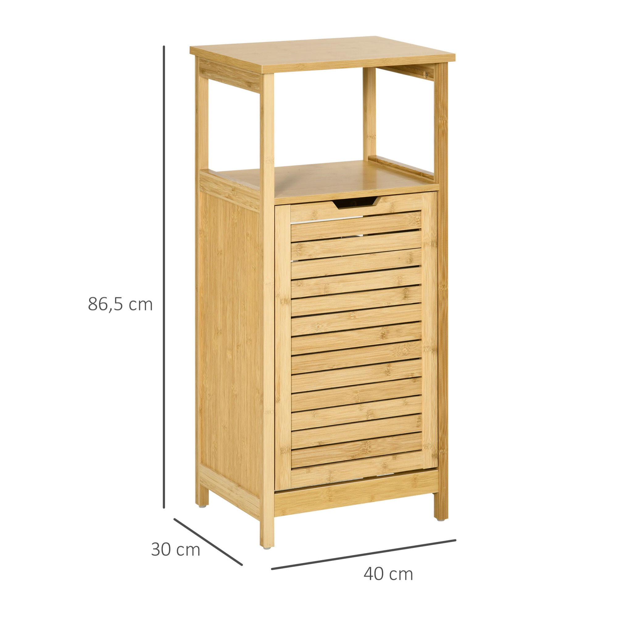 kleankin Estantería de Baño de Bambú Armario para Baño con 2 Estantes y 1 Cajón de Tela Extraíble Mueble Columna de Almacenaje para Salón Cocina 40x30x86,5 cm Natural