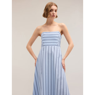 Motivi - Vestito midi in popeline a righe - Azzurro