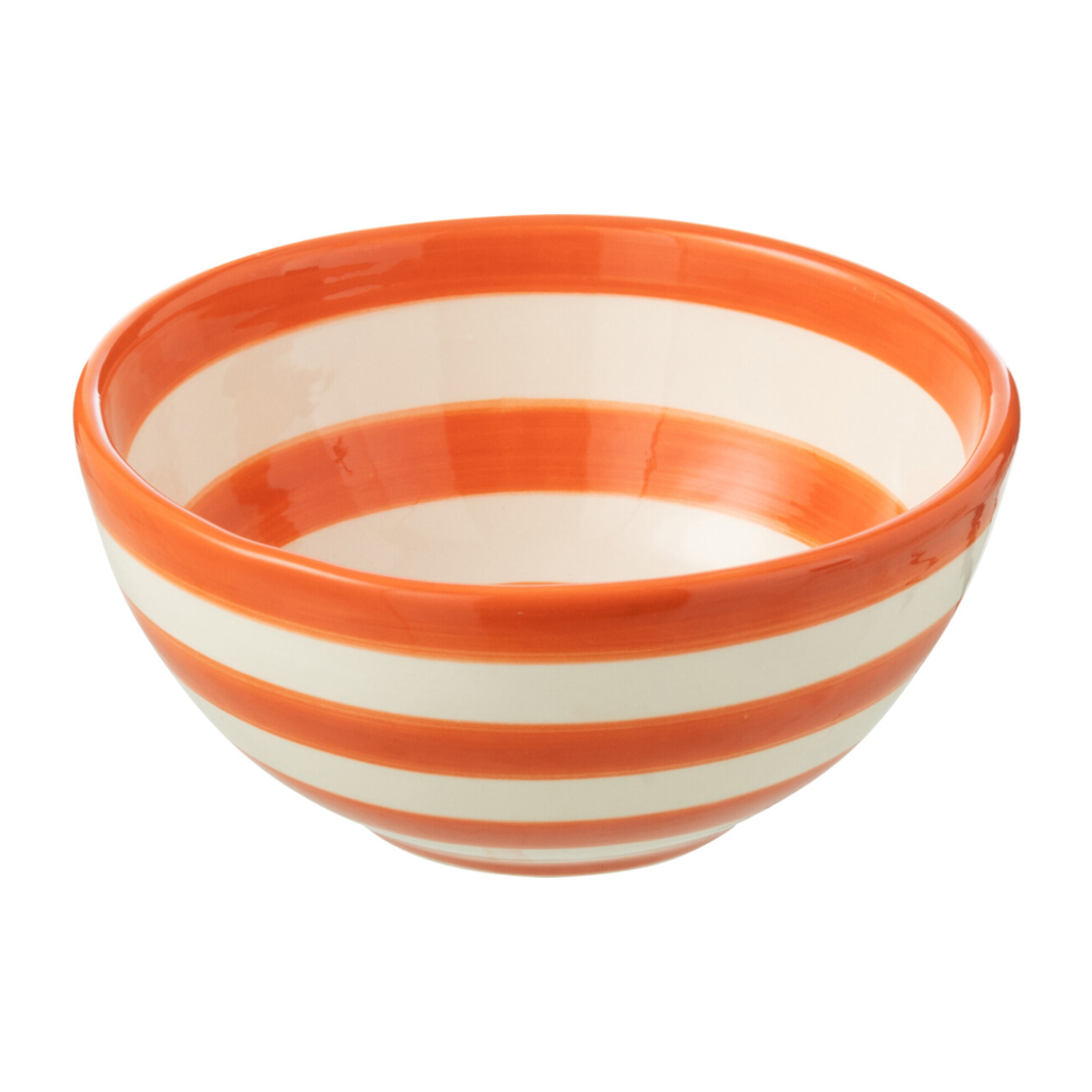 J-Line bol Granada Stripes High - céramique - blanc/orange - small - Ø 14 cm