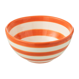 J-Line bol Granada Stripes High - céramique - blanc/orange - small - Ø 14 cm