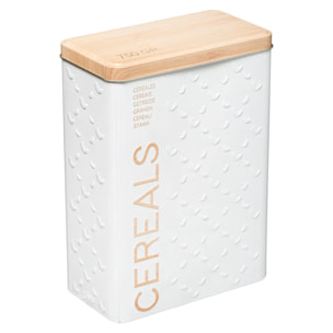 Boîte à céréales 750g métal "Scandinave Nature" blanc