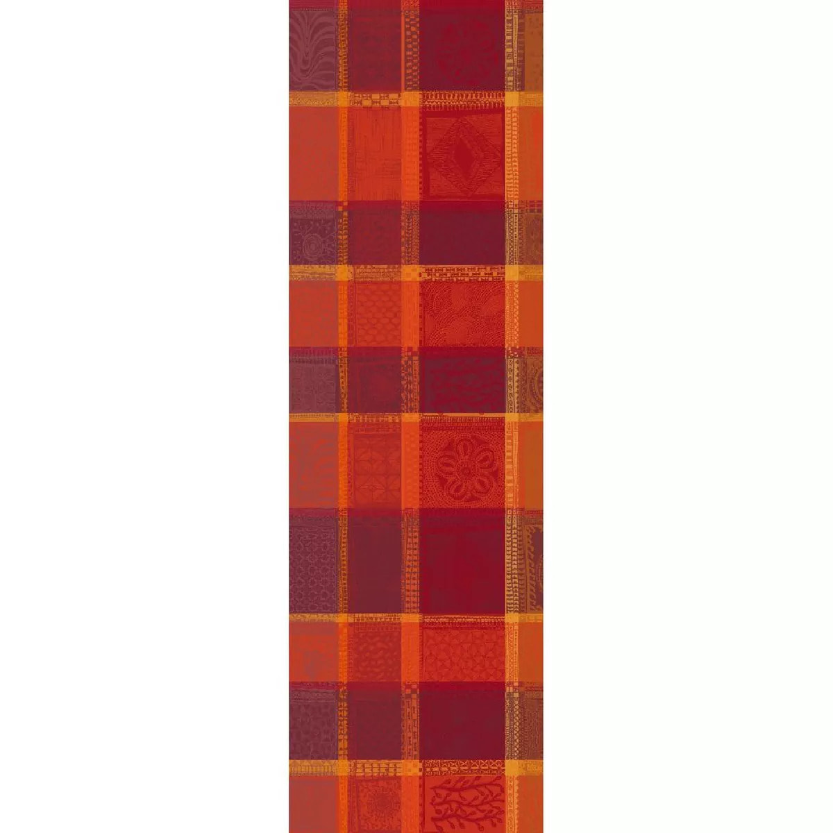 Chemin de table pur coton motif jacquard orange rouge Mille wax ketchup