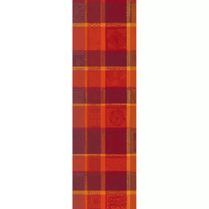 Chemin de table pur coton motif jacquard orange rouge Mille wax ketchup