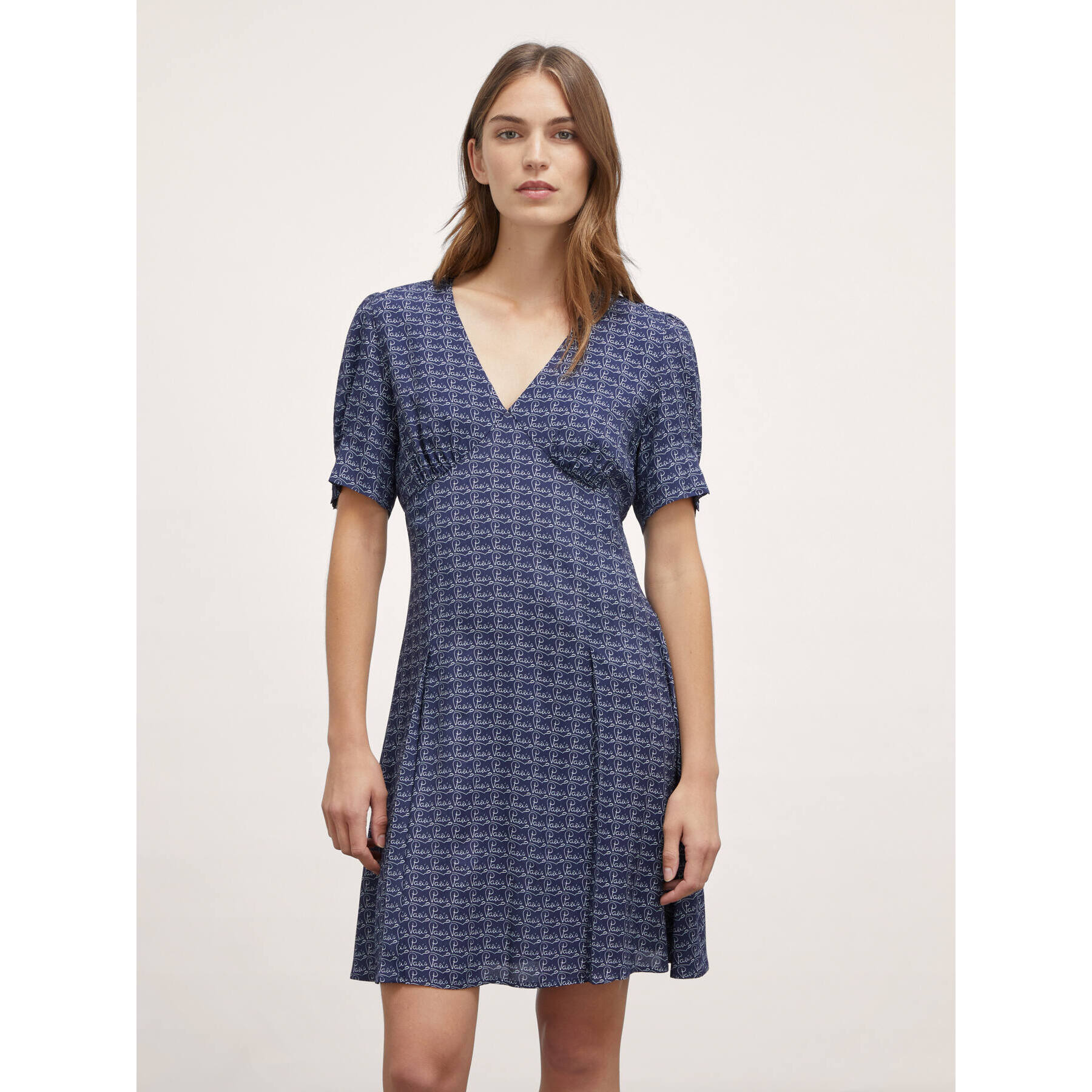 Motivi - Vestido corto con estampado París - Azul