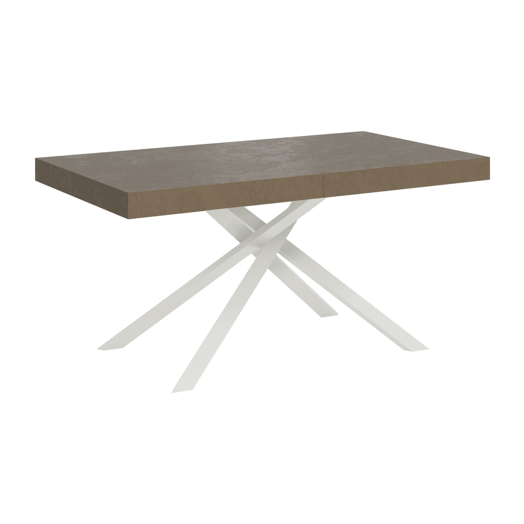 Table extensible 80x160/244 cm Karida taupe pieds blanc