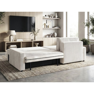 Canapé d'angle convertible et reversible en velours côtelé "Montaigne" - 3 places  - Beige