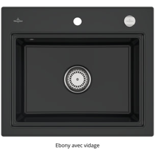 Evier Subway Style 60 S Ebony CeramicPlus vidage automatique finition anthracite