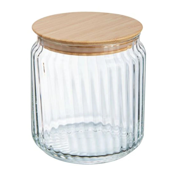 Pot de conservation 0.75L en verre avec couvercle bambou - Nova Jar - Luminarc