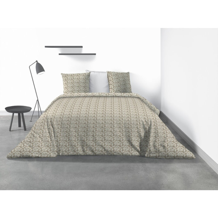 Parure De Couette 3pcs avec Taies oreiller 100% Microfibre 60gsm - Carmel