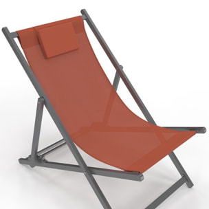 Chiliennes en métal et toile terracotta - lot de 2