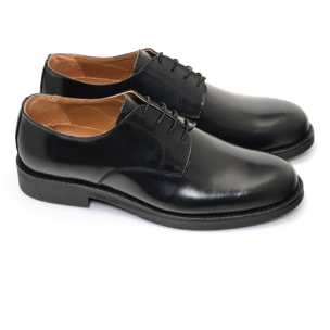 Derby stringate in pelle abrasivato con fondo in gomma Nero