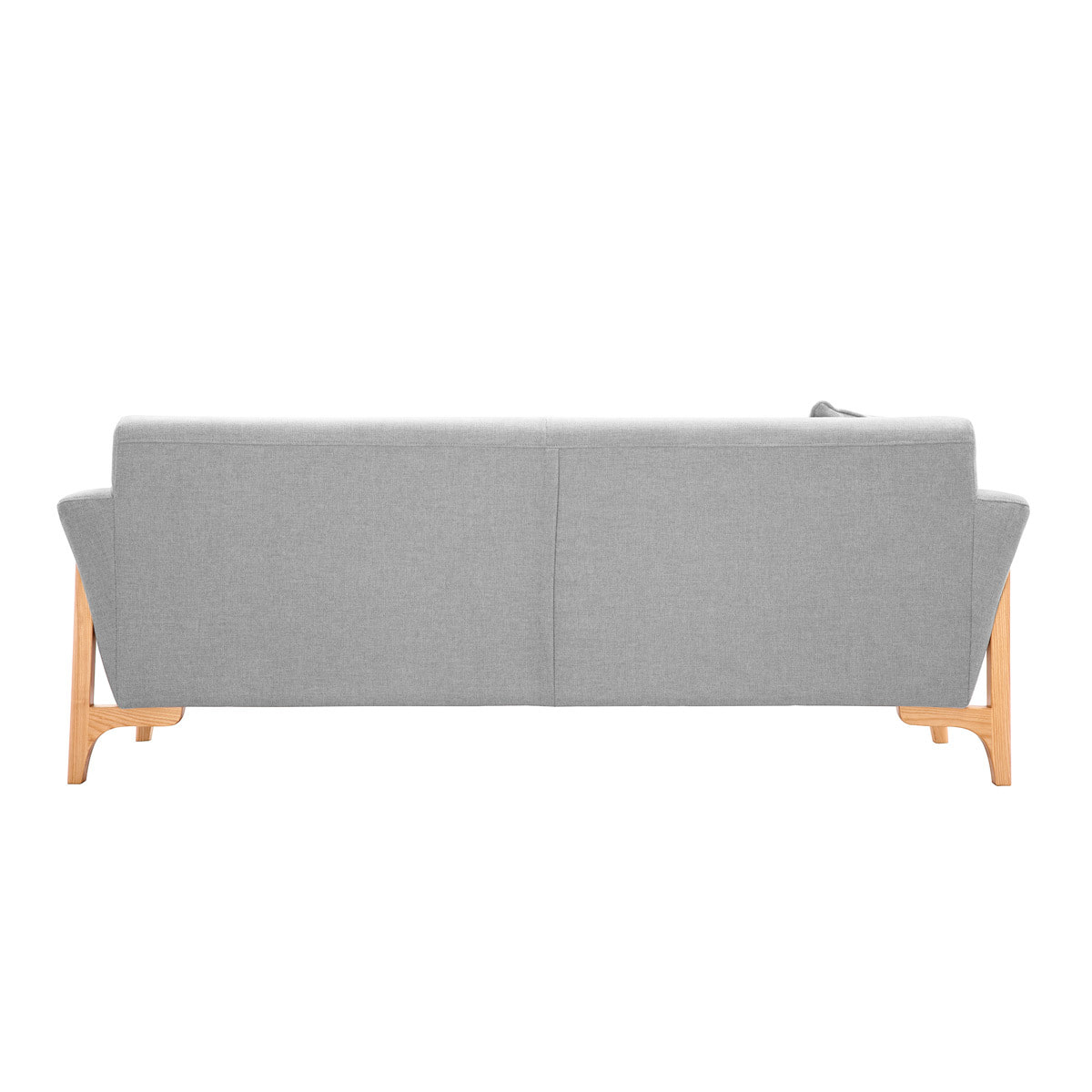 Canapé scandinave 3 places en tissu effet velours texturé gris clair et bois clair ASAKO