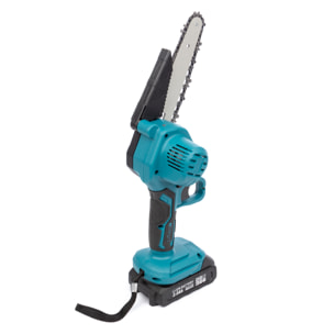 Mini motosierra inalámbrica 21V con hoja de 6 pulgadas, 2 baterías de 6500 mah y maletín de transporte.