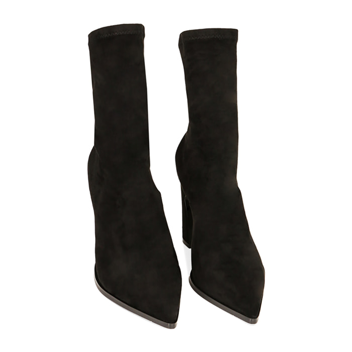 Botines negros de microfibra tacón 9,5 cm