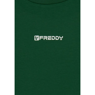 T-shirt in jersey stretch con cuciture in contrasto