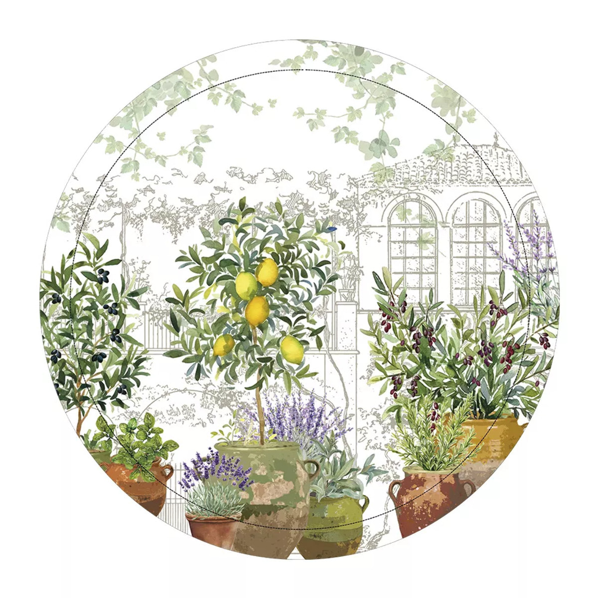 Plateau bois imprimé vert marron Jardin provencal olive