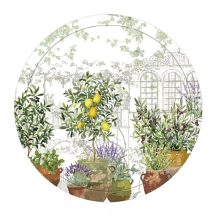 Plateau bois imprimé vert marron Jardin provencal olive