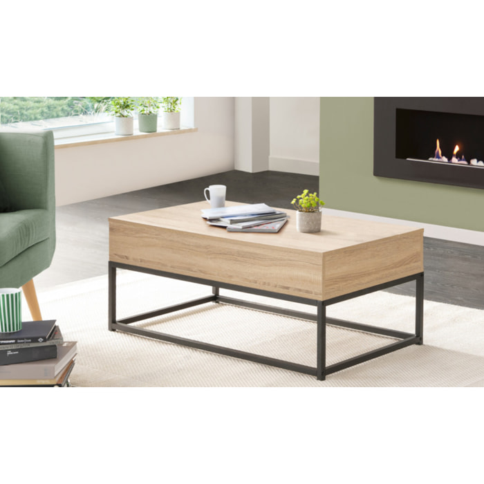 Table basse Memphis relevable effet bois