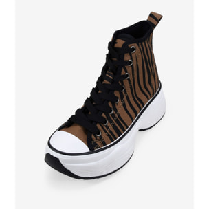 Zapatillas de tela altas con estampado de cebra