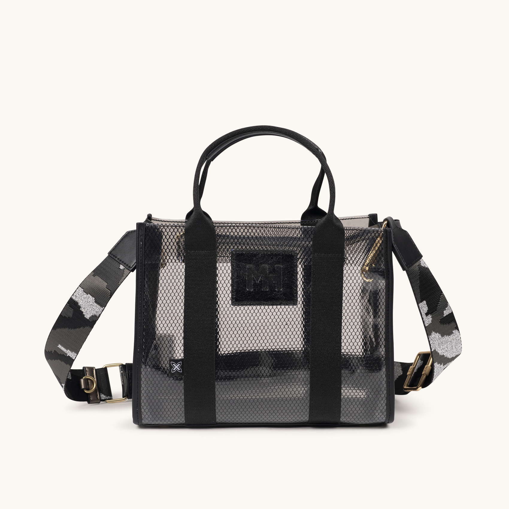 Bolso Transparente con Bandolera Estampada JADE CROSSBODY SHOPPER BLACK