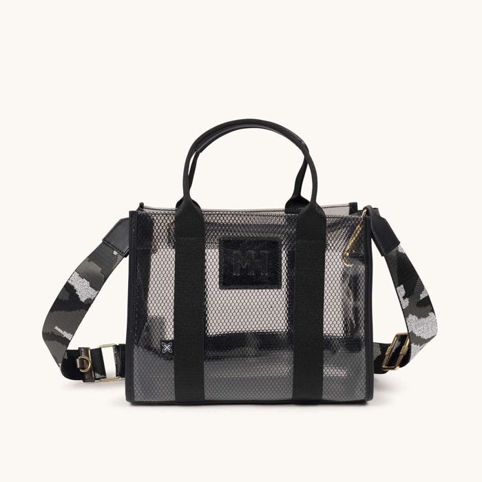 Bolso Transparente con Bandolera Estampada JADE CROSSBODY SHOPPER BLACK