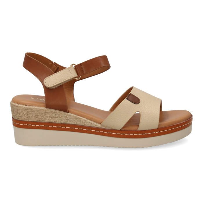 Sandalia cuña mujer elegante verano, cierre autoaderente.