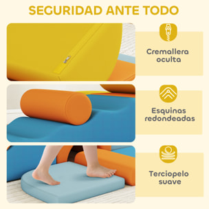 Juego de 9 Bloques de Espuma para Niños, Bloques de Psicomotricidad con Fundas de Terciopelo Lavables, Set de Escalada para Interior, para Escalar y Gatear, Multicolor