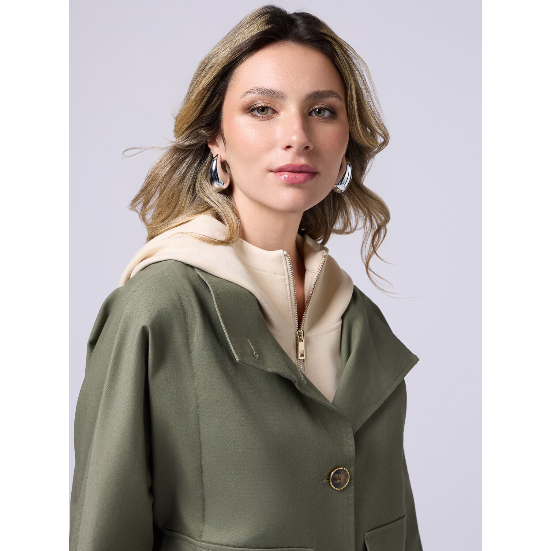 Oltre - Giubbotto in cotone con parti in felpa - Verde militare