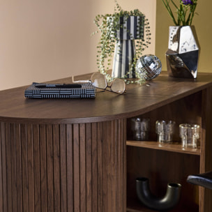 Table bar, table haute de cuisine décor bois avec rangements WALLIS