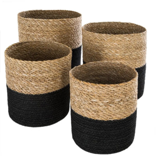 Set de 4 paniers jute noir