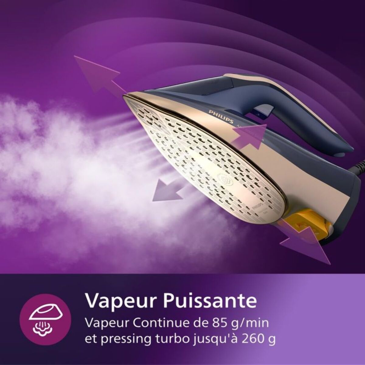 Fer à repasser PHILIPS DST8050/20​ fer à vapeur Série 8000 Bleu foncé/doré, 3000W