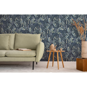 Papier peint botanique nocturne bleu ardoise