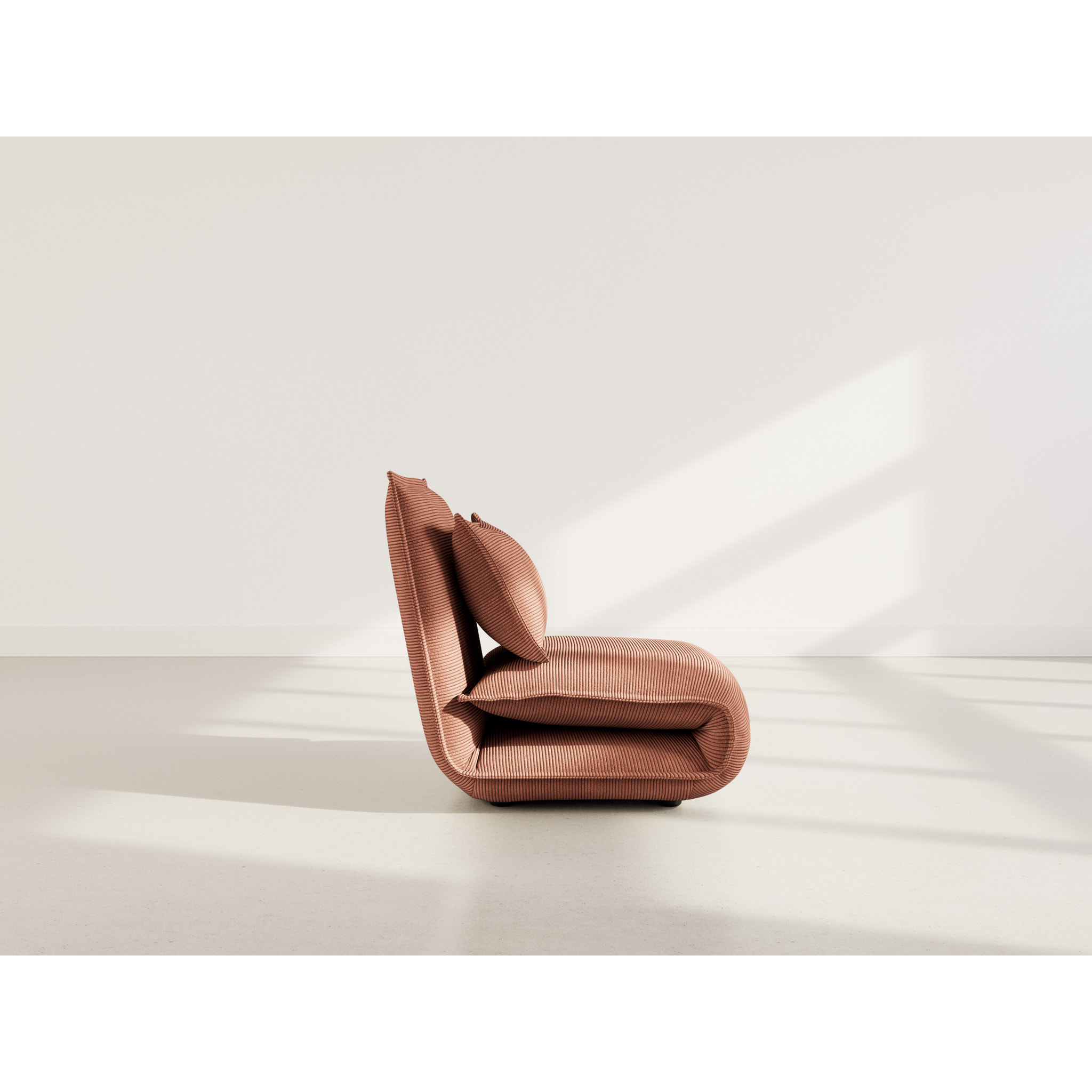 Candice - Banquette 1 place convertible clic-clac en velours côtelé - Terracotta