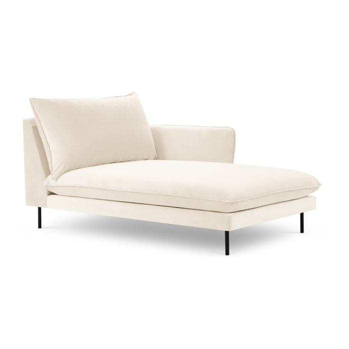 Méridienne droite "Vienna" en velours beige clair
