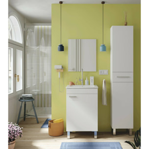 Mobile sottolavabo Iselle, Mobiletto da bagno, Contenitore porta lavabo, Armadio per lavandino, 50x39 h80 cm, Bianco lucido