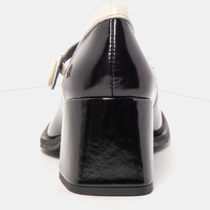 Zapatos 1709 NAPPA SHINNY BLACK-CREAM / VERONA color Black-cream