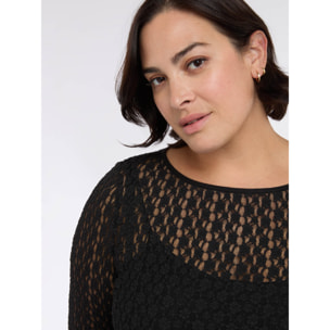 Fiorella Rubino - Camiseta de jersey con trabajo calado - Negro