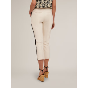 Motivi - Pantalón cropped con banda lateral - Blanco