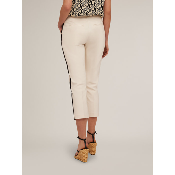 Motivi - Pantalón cropped con banda lateral - Blanco