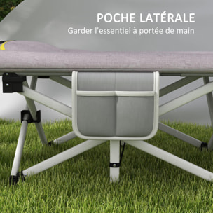 Lit de camp pliable avec matelas et sac de transport gris