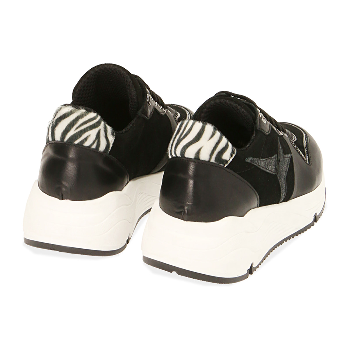 Sneakers nere in pelle, zeppa 4 cm